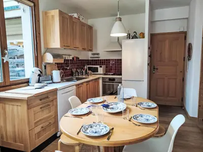 a kitchen counter with a mixer and a sink at Apartment Chalet du Rosay by Interhome in Saint-Gervais-les-Bains
