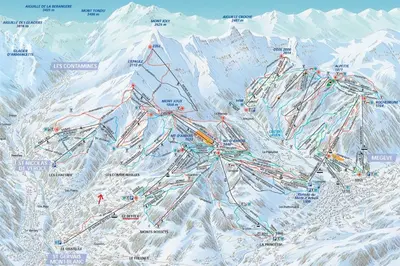 a map of a snow covered mountain at Appartement Balcon piscine tennis vue Montagne in Saint-Gervais-les-Bains