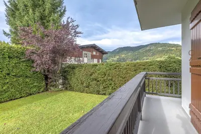 a view from the balcony of a house at Le Refuge contemporain - Welkeys in Megève