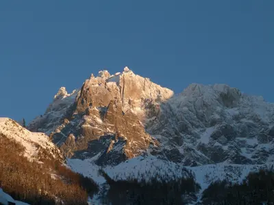a view of a mountain with snow on it at La Cubelette in Chamonix-Mont-Blanc
