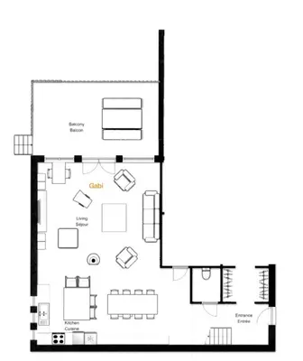 a floor plan of a house at Demi-Chalet en plein coeur de Chamonix - Gabi in Chamonix-Mont-Blanc