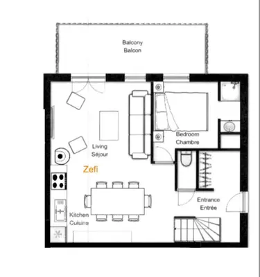 a floor plan of a house at Demi Chalet au coeur de Chamonix - Zefi in Chamonix-Mont-Blanc
