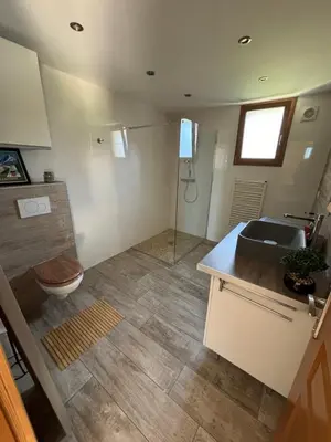 a bathroom with a sink and a toilet in it at Agora in Samoëns