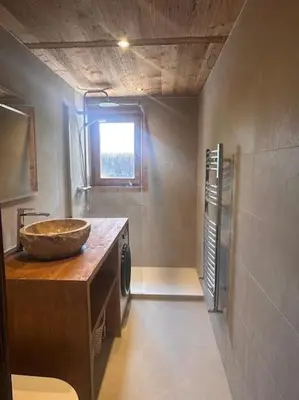 a bathroom with a sink and a bowl on a counter at Studio Cosy cœur de Megève Le Soleil Levant in Megève