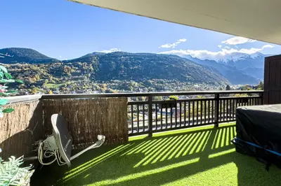 a balcony with a view of the mountains at Apartment with mountain view in Saint-Gervais in Saint-Gervais-les-Bains