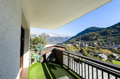 a balcony with a view of the mountains at Apartment with mountain view in Saint-Gervais in Saint-Gervais-les-Bains