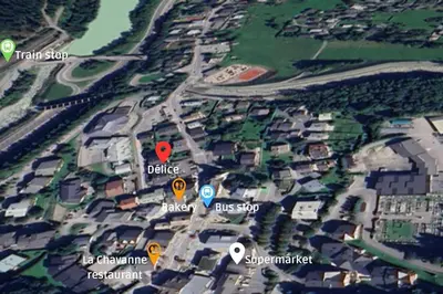 a map of a city with a red marker at Delice - City center Les Houches & Free Parking - By Cozee Rentals in Les Houches