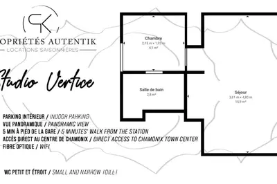 a black and white floor plan of a house at Vertice - Center Chamonix Mont-Blanc View in Chamonix-Mont-Blanc