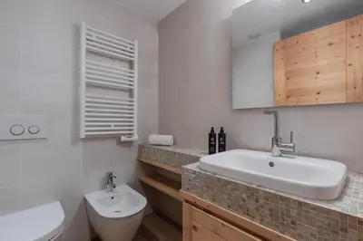 a bathroom with a sink and a toilet at Jardin du Brevent in Chamonix-Mont-Blanc