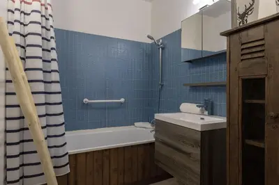 a bathroom with a tub and a sink and a shower at Le Miage in Chamonix-Mont-Blanc