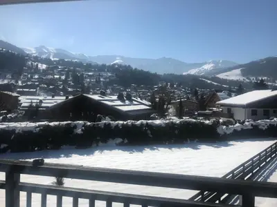 a view of a town in the snow at Flocon U Bon Slo Megeve 2 in Megève