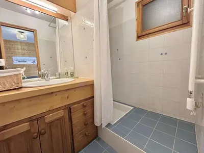 a bathroom with a sink and a tub and a shower at Charmant appartement 3 pièces, jardin, parking et wifi à Demi-Quartier - FR-1-597-187 in Demi-Quartier