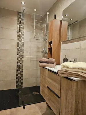 a bathroom with a shower and a sink at Apartment in Saint-Gervais close to gondola in Saint-Gervais-les-Bains