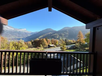 a balcony with a view of a mountain view at Appartement Proche Des Pistes in Saint-Gervais-les-Bains
