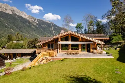 a house in the mountains with a large yard at Chalet Angel - Chamonix in Chamonix-Mont-Blanc