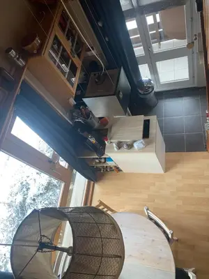 an overhead view of a room with a table at Les blanches aiguilles in Les Carroz d'Araches