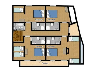 a floor plan of a apartment building with at Les Couadzous Samoëns Centre, Sauna, Jacuzzi, 6 chambres, 7 salles de bains, 16 pers 250 m2 in Samoëns