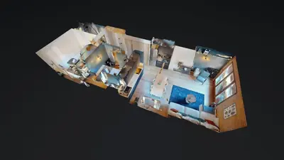 a rendering of a model of a house at Bright, warm 2BR 2min to gondola, private garden in Chamonix-Mont-Blanc