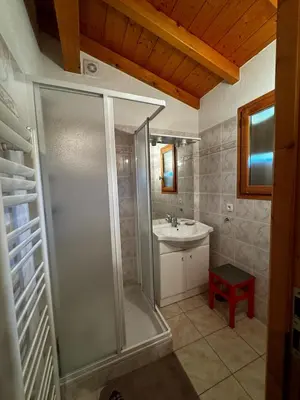 a bathroom with a shower and a sink at Appartement Saint-Gervais in Saint-Gervais-les-Bains