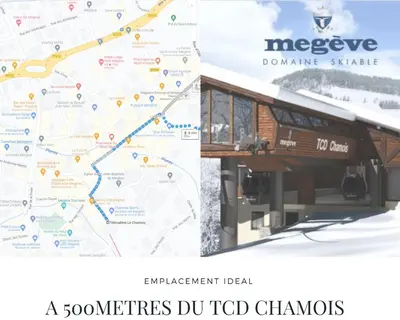 a map of the proposed tram stop at the meadows condominiums at SANTA MARIA MEGEVE proche village in Megève