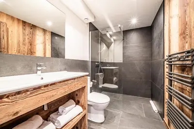 a bathroom with a sink and a toilet at Chalet 4 Mésanges, Saint-Gervais -Le Bettex - by EMERALD STAY in Saint-Gervais-les-Bains