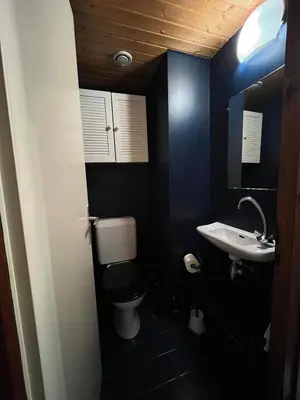 a bathroom with a toilet and a sink at Mont Blanc Panorama in Chamonix-Mont-Blanc