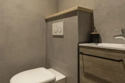 a bathroom with a toilet and a sink at Nid d'Aigle - Balcon avec vue Mont Blanc in Les Houches