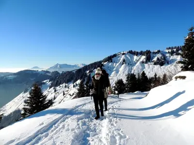 a person standing on top of a snow covered mountain at Le Samoëns cosy 3 etoiles en centre ville in Samoëns