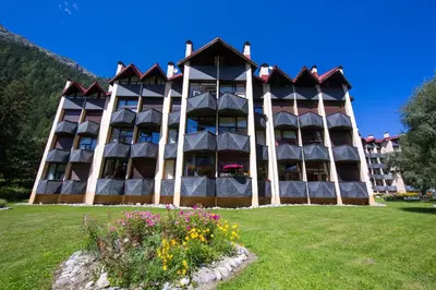 a view of a snow covered mountain at Résidence Grand Roc - Ancolies - Happy Rentals in Chamonix-Mont-Blanc