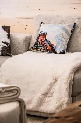 a couch with a pillow on top of it at Apartment Camox, Les Houches - by EMERALD STAY in Les Houches