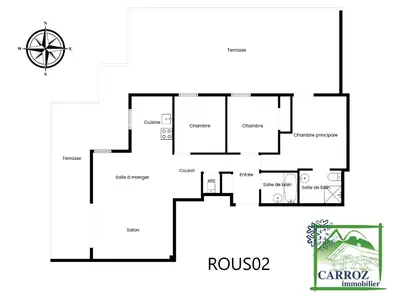 a floor plan of a house at ROUS02 Appartement 6 8 personnes au centre station in Les Carroz d'Araches