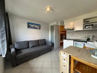 a building with a green field in front of it at Studio rénové pour 4 pers, animaux admis - FR-1-642-103 in Morillon