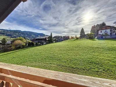 a view of a large field of green grass at Les Séracs in Combloux