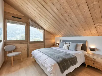 a bathroom with a bath tub and a shower at Chalet familial 5 chambres, proche ski, vue Mont-Blanc, parking et WiFi - FR-1-663-28 in Saint-Gervais-les-Bains