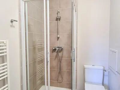 a shower stall in a bathroom with a toilet at Appartement spacieux Flain - Ski aux pieds et parking - FR-1-425-235 in Arâches-la-Frasse
