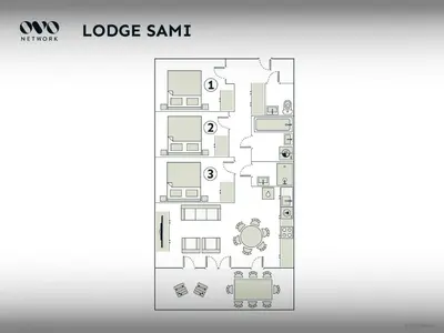 a floor plan of a house with furniture at Lodge Sami - OVO Network in Samoëns