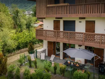 an overhead view of a balcony with an umbrella at Lodge Sami - OVO Network in Samoëns