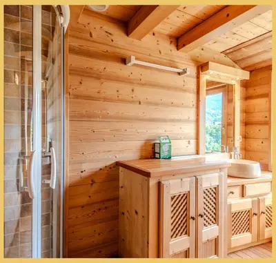 a picture of snow and ice in a wooden frame at Appartement La Comtesse I Centre de Saint-Gervais in Saint-Gervais-les-Bains