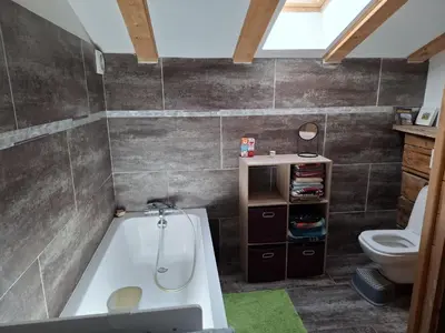 a bathroom with a bath tub and a toilet at Chalet du Verney - Pied du Prarion - Sauna in Les Houches