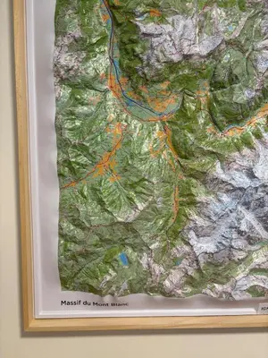 a painting of a map of a mountain at Beautiful cozy and fully renovated apartment in Chamonix-Mont-Blanc