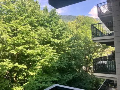 a view of trees from a balcony of a building at Résidence Le Grand Panorama - Grand Panorama 315 MAE-0623 in Saint-Gervais-les-Bains