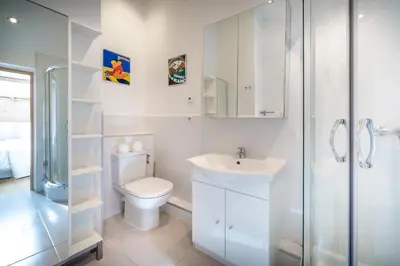 a bathroom with a toilet and a sink and a shower at Rupicapra apartment - Chamonix All Year in Chamonix-Mont-Blanc