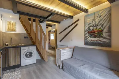 a laundry room with a washer and dryer in a house at Blanc Neige in Chamonix-Mont-Blanc