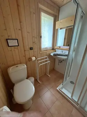 a bathroom with a toilet and a sink at Carpe Diem in Sixt