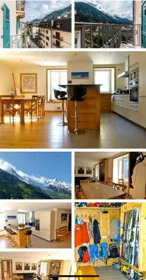 a collage of photos of a kitchen and a house at Beautiful 2BR in Chamonix Centre in Chamonix-Mont-Blanc