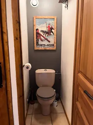 a bathroom with a toilet with a picture on the wall at Résidence Les Crocus - Crocus 3 MAE-5013 in Mémontel