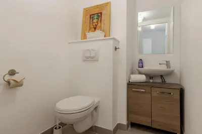 a bathroom with a toilet and a sink at Le Méribel - Terrasse 83m2 - Vue Mont-Blanc in Sallanches