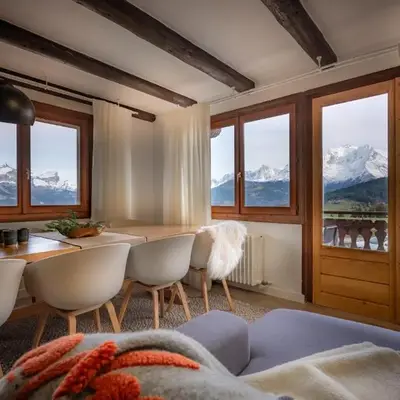 Appartement 10 personnes au pied des pistes vue Mont Blanc