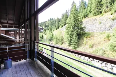 a view from the balcony of a train station at Unique appartement 2 chambres derniere etage Les Terrasses dEos in Flaine