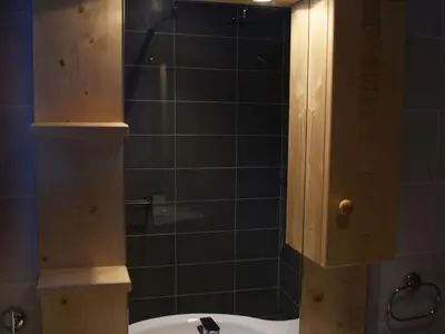 a bathroom with a shower and a bath tub at Appartement rénové 50 m², 2 chambres, centre, WIFI - FR-1-836-6 in Arâches-la-Frasse